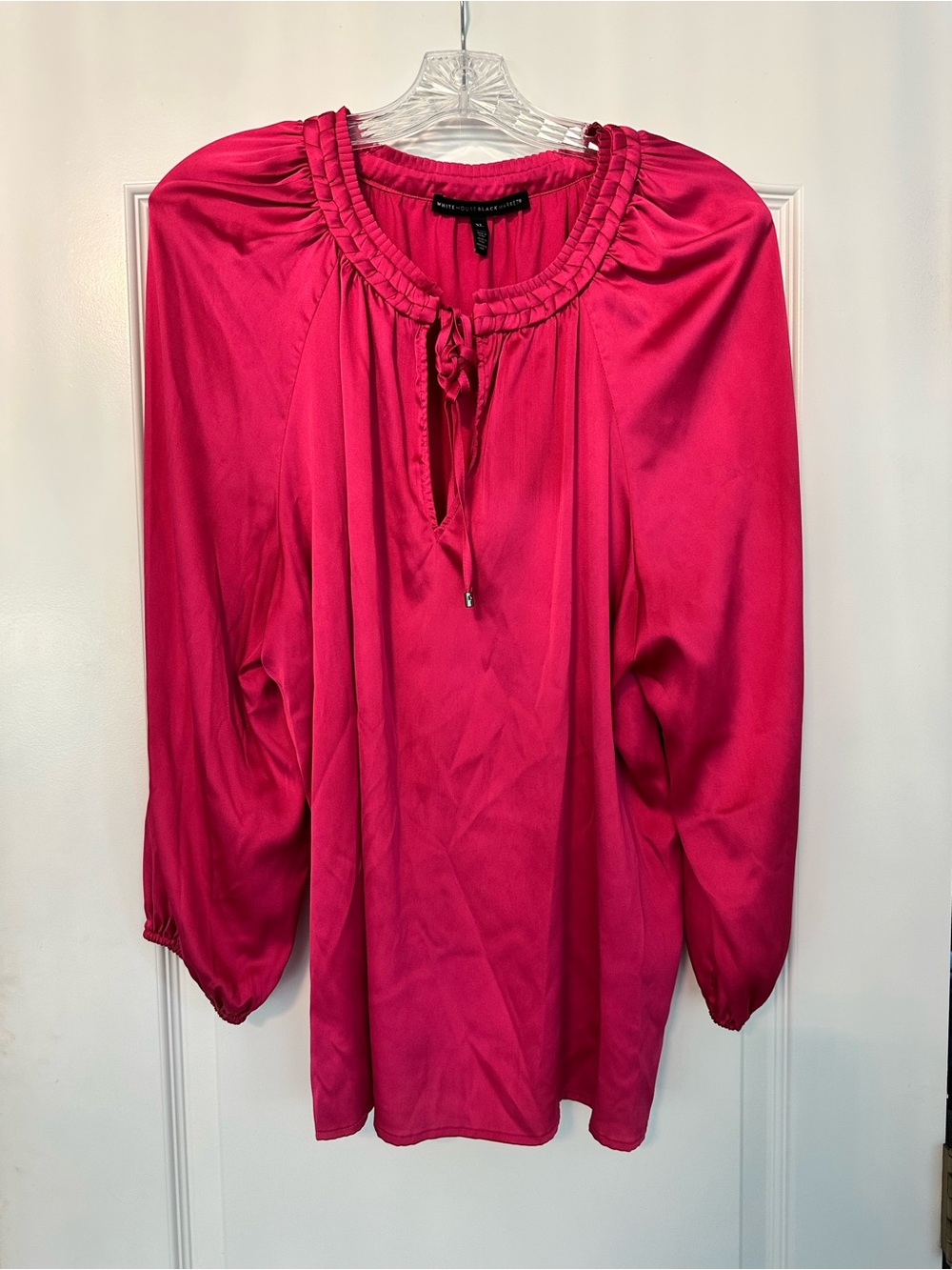 White House Black Market Hot Pink Peasant Blouse